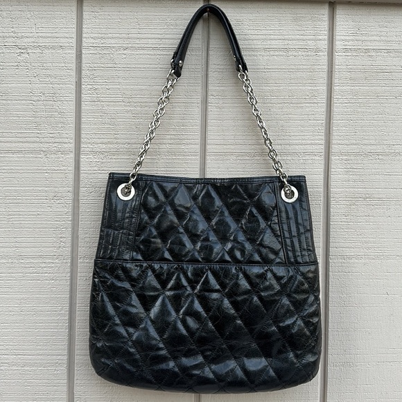 coach Poppy Quilted Black Leather Slim Tote - Picture 8 of 16